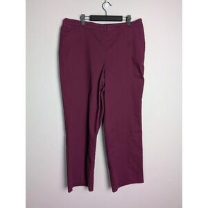 Alfred Dunner Dress Pants Womens 18 Purple Pull On Straight Leg Elastic Waist